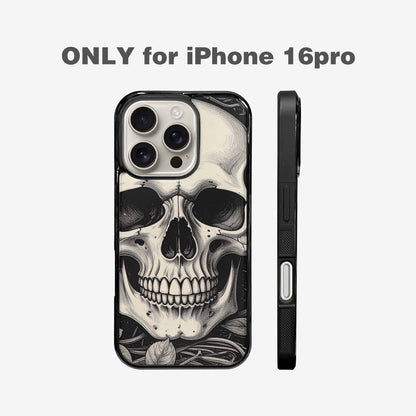 iPhone 16 Pro Case — 20 Skulls Overlapping Seamless Tileable Pattern, Custom Designed Case Cover