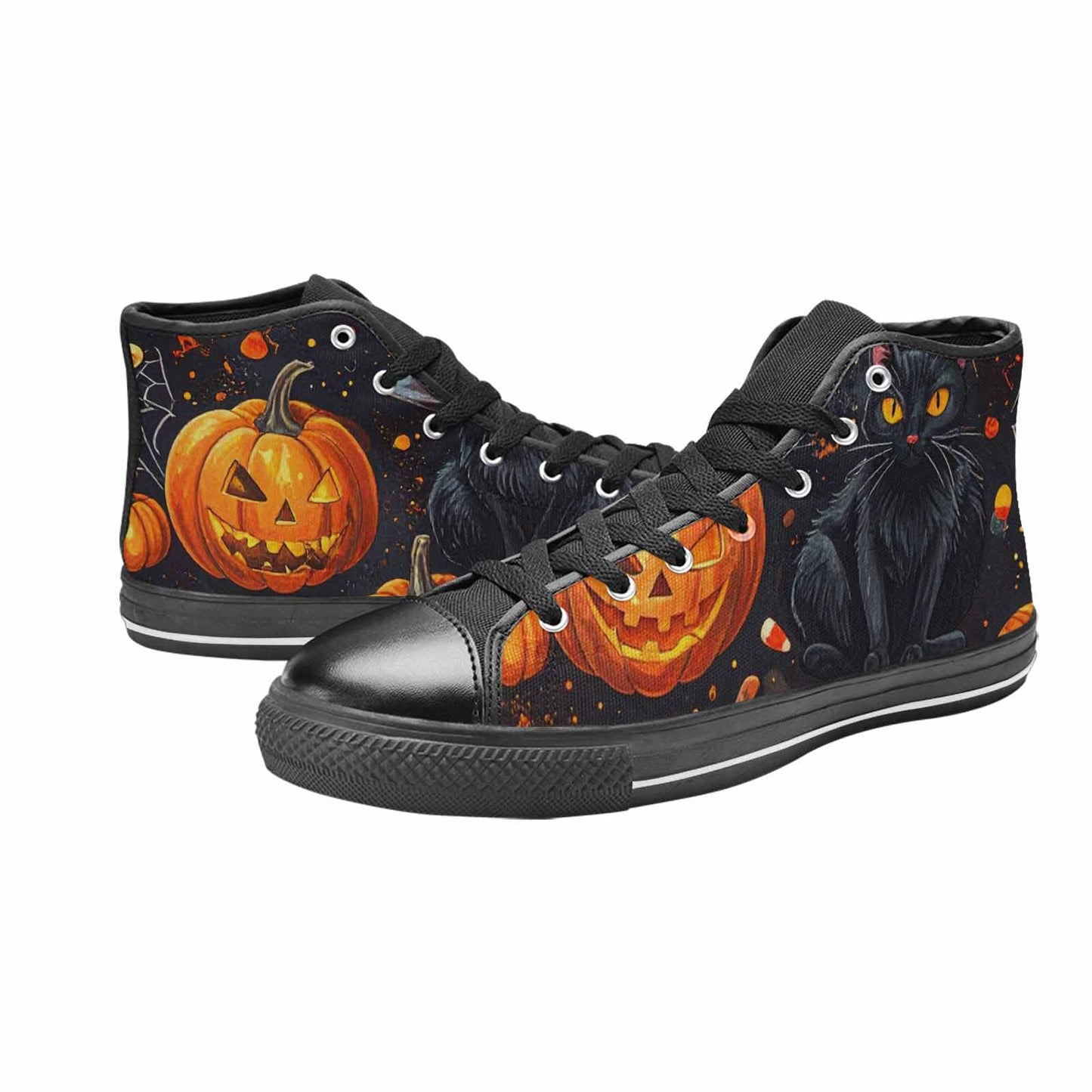 WOMEN'S Halloween High Top Canvas Wallpaper Art Custom Shoes