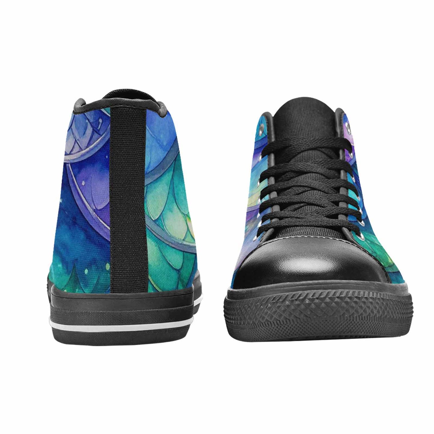 MEN'S Mermaid Scale High Top Canvas Vivid Custom Shoes