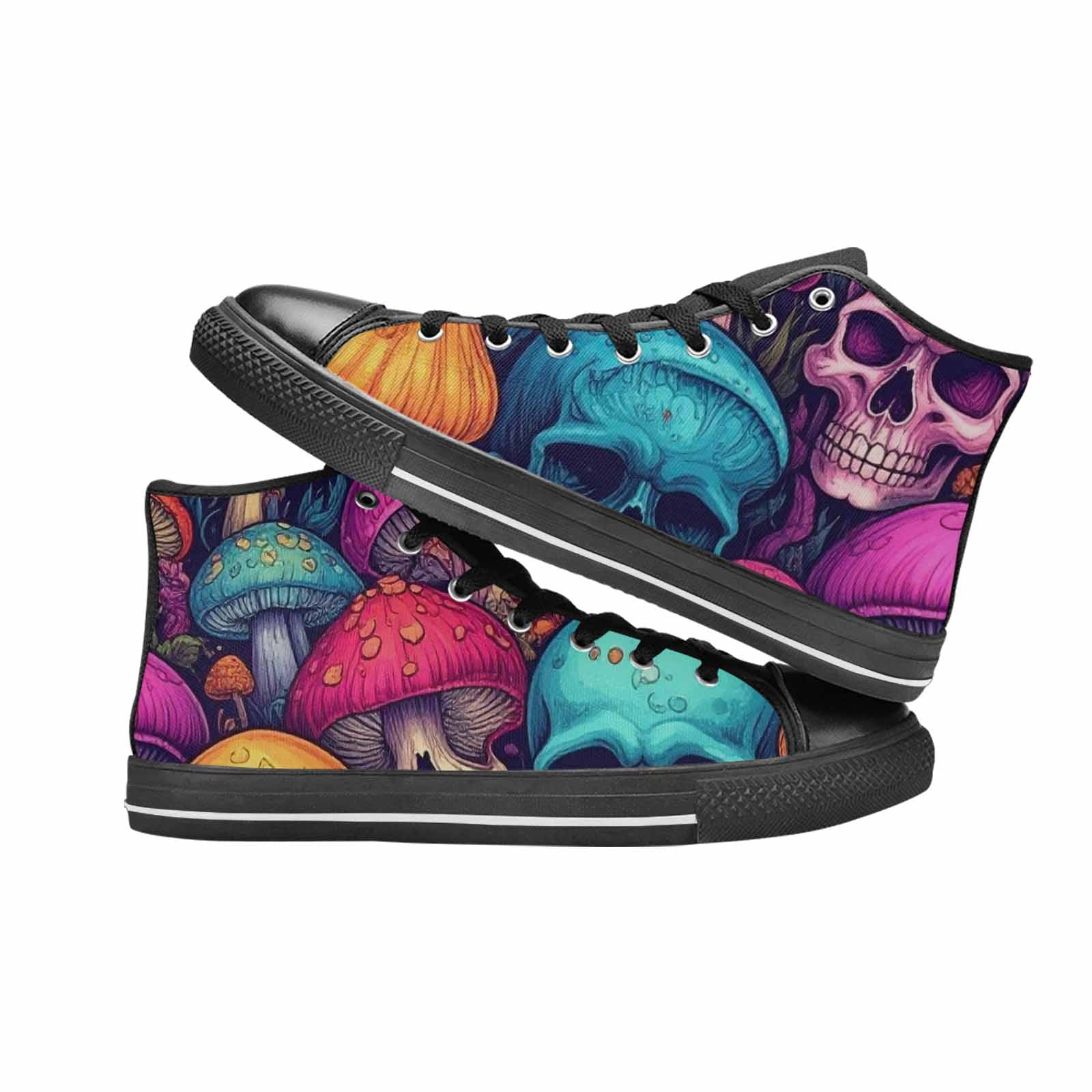 WOMEN'S Mushroom Skull High Top Canvas Cottagecore Custom Shoes