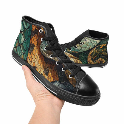 MEN'S Snake Skin Reptile High Top Canvas Surreal Shoes