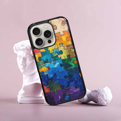 iPhone 16 Pro Case — Autism Puzzle Pieces Puzzle Piece Pattern, Custom Print Case Cover
