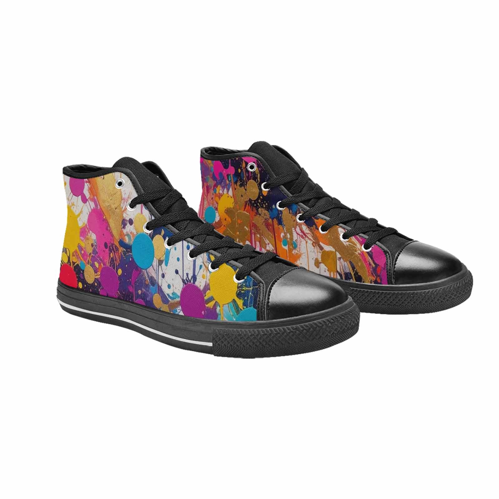 WOMEN'S Paint Splatter High Top Canvas Grunge Custom Sneakers