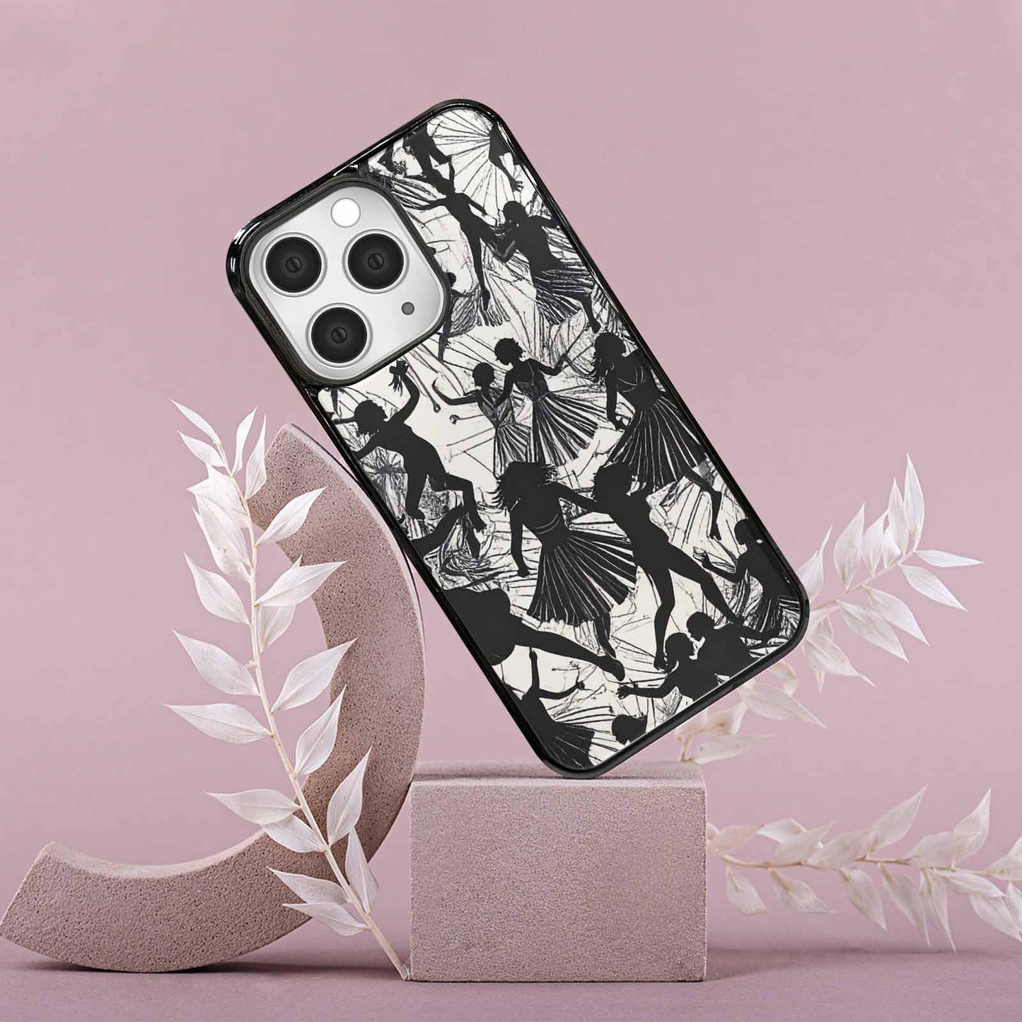 iPhone 15 Pro Max Case — Bold Dancing Figure Line Art Pattern, Custom Phone Case