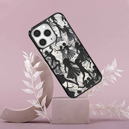 iPhone 15 Pro Max Case — Bold Dancing Figure Line Art Pattern, Custom Phone Case