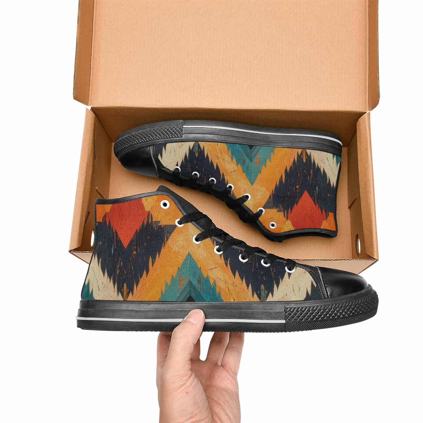 MEN'S Southwestern Geometric Diamond High Top Canvas Y2K Shoes
