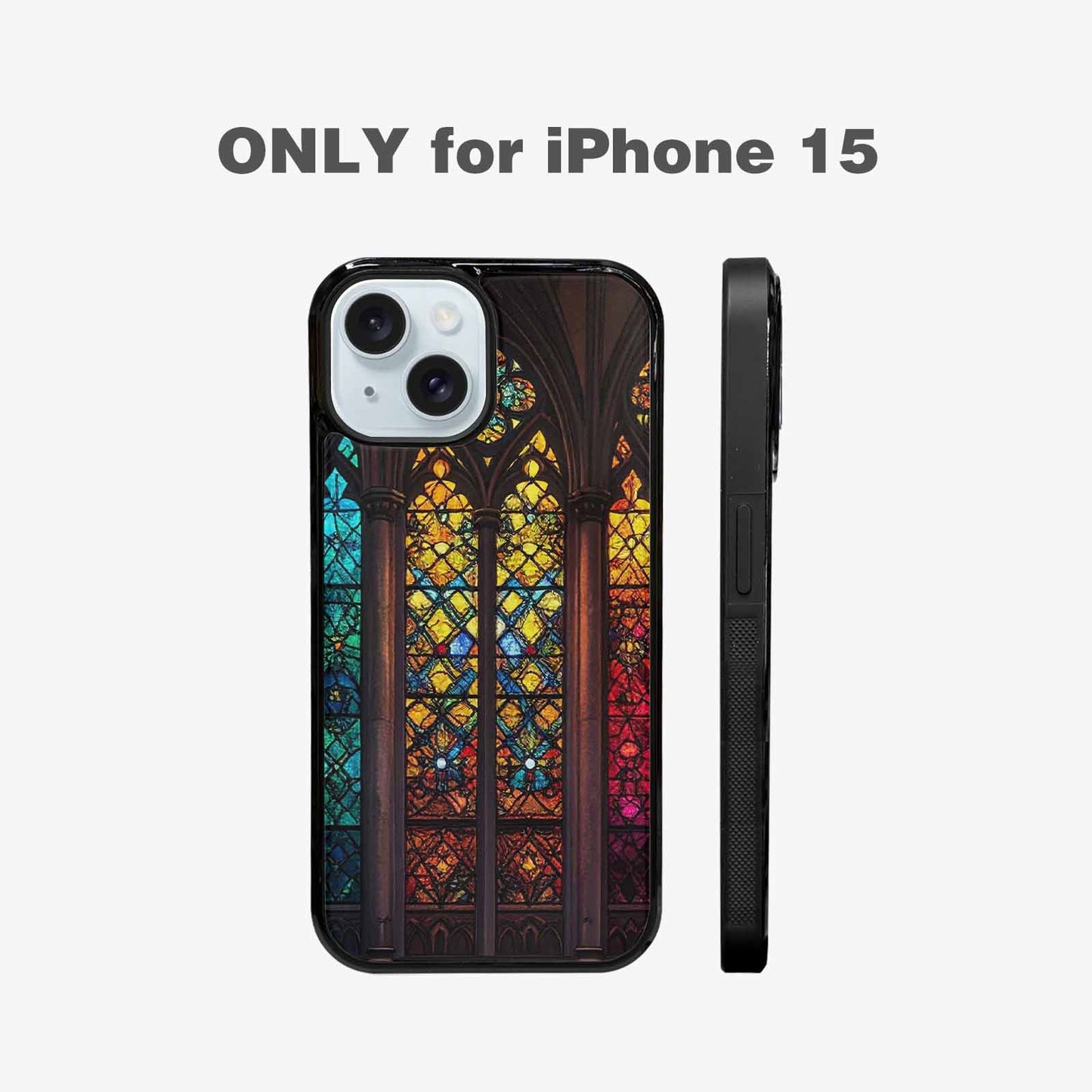 iPhone 15 Case — Stained Glass Window Pattern Seamless Repeat, Customized Protective Case