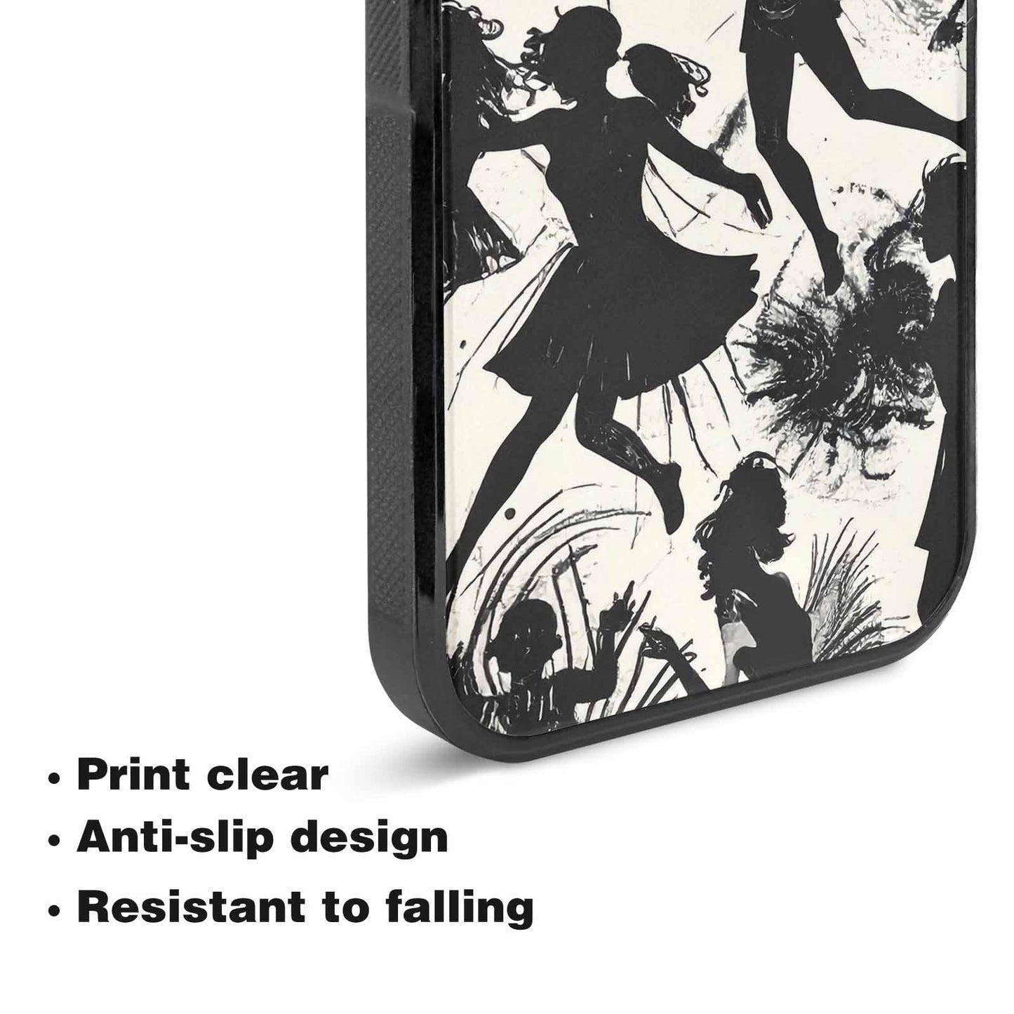 iPhone 15 Plus Case — Bold Dancing Figure Line Art Pattern, Custom Designed Case Cover