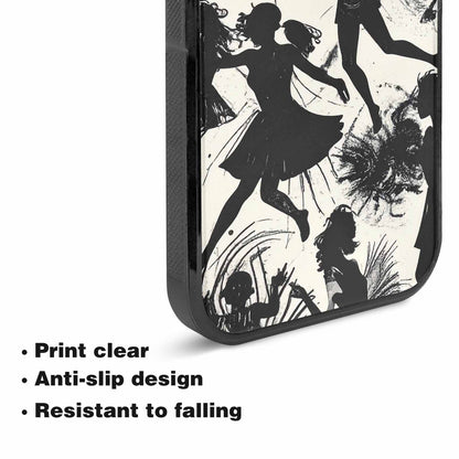 iPhone 15 Plus Case — Bold Dancing Figure Line Art Pattern, Custom Designed Case Cover