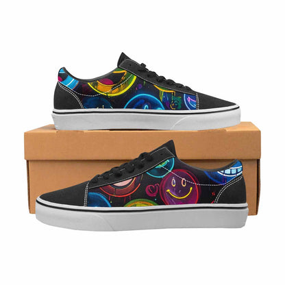 WOMEN'S Smiley Faces × Glow Lace-Up Canvas Wallpaper Art Custom Sneakers