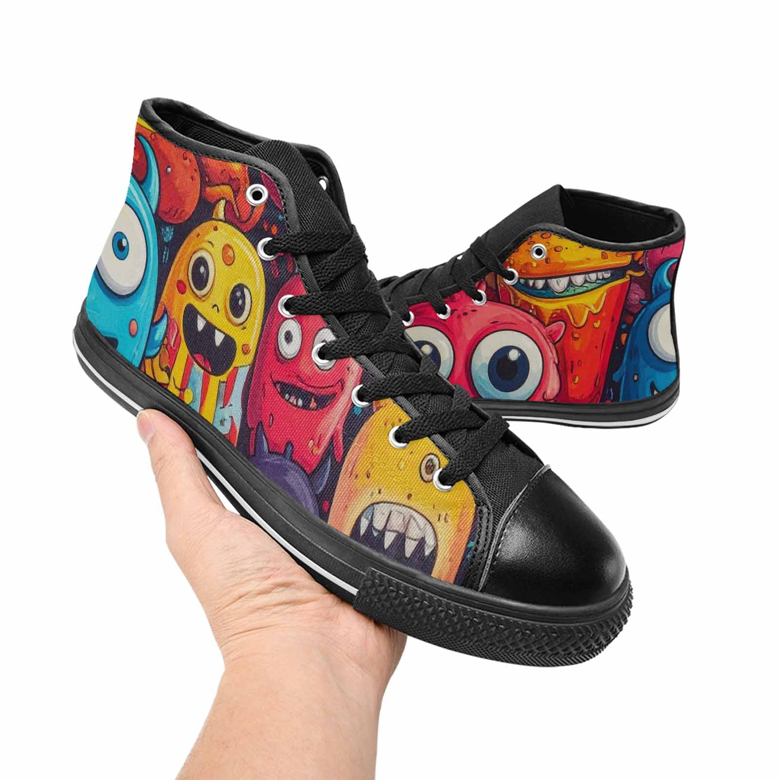 MEN'S Cartoon Monster Character High Top Canvas Neon Fantasy Shoes