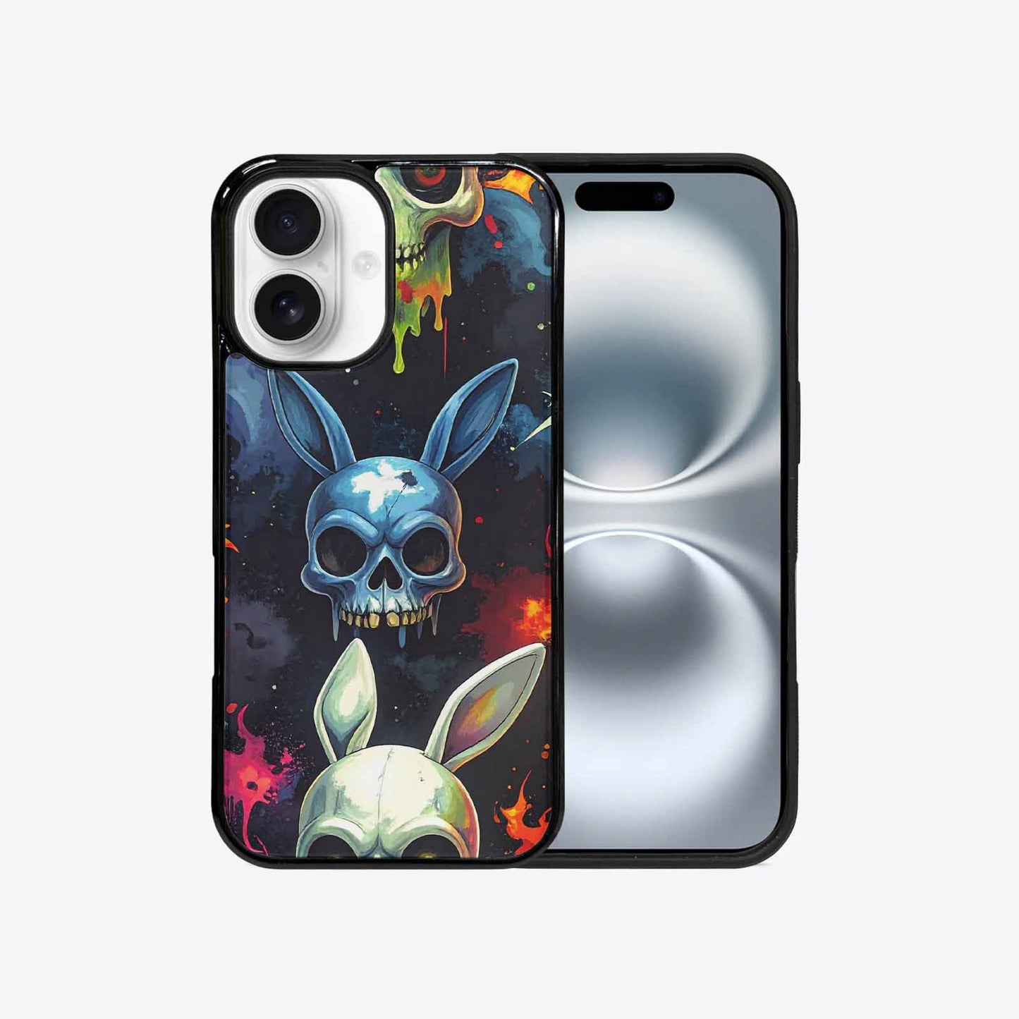 iPhone 16 Case — Radioactive Ghost Bunny Skull Sm, Custom Phone Case
