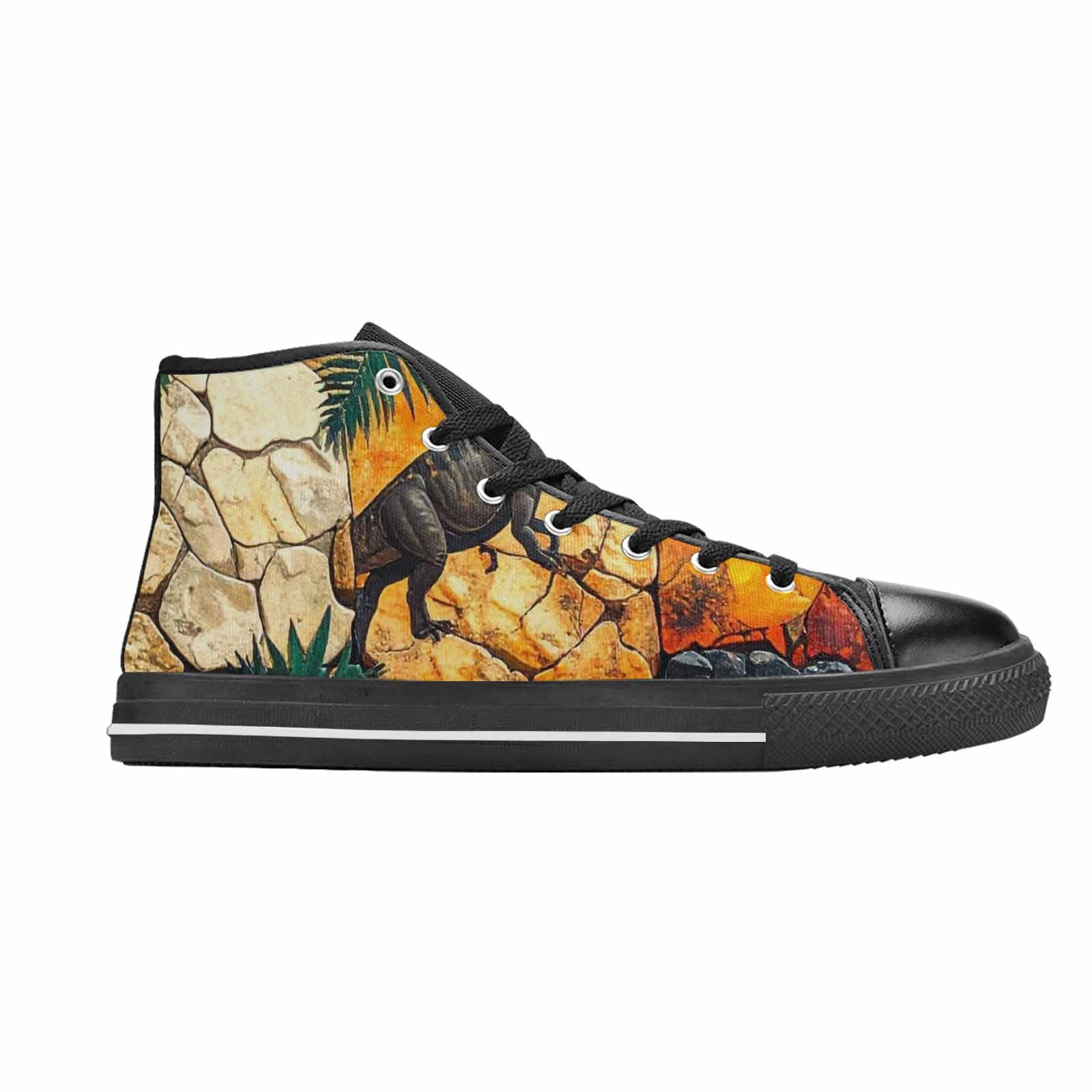MEN'S Dinosaur Silhouette High Top Canvas Neon Fantasy Custom Sneakers