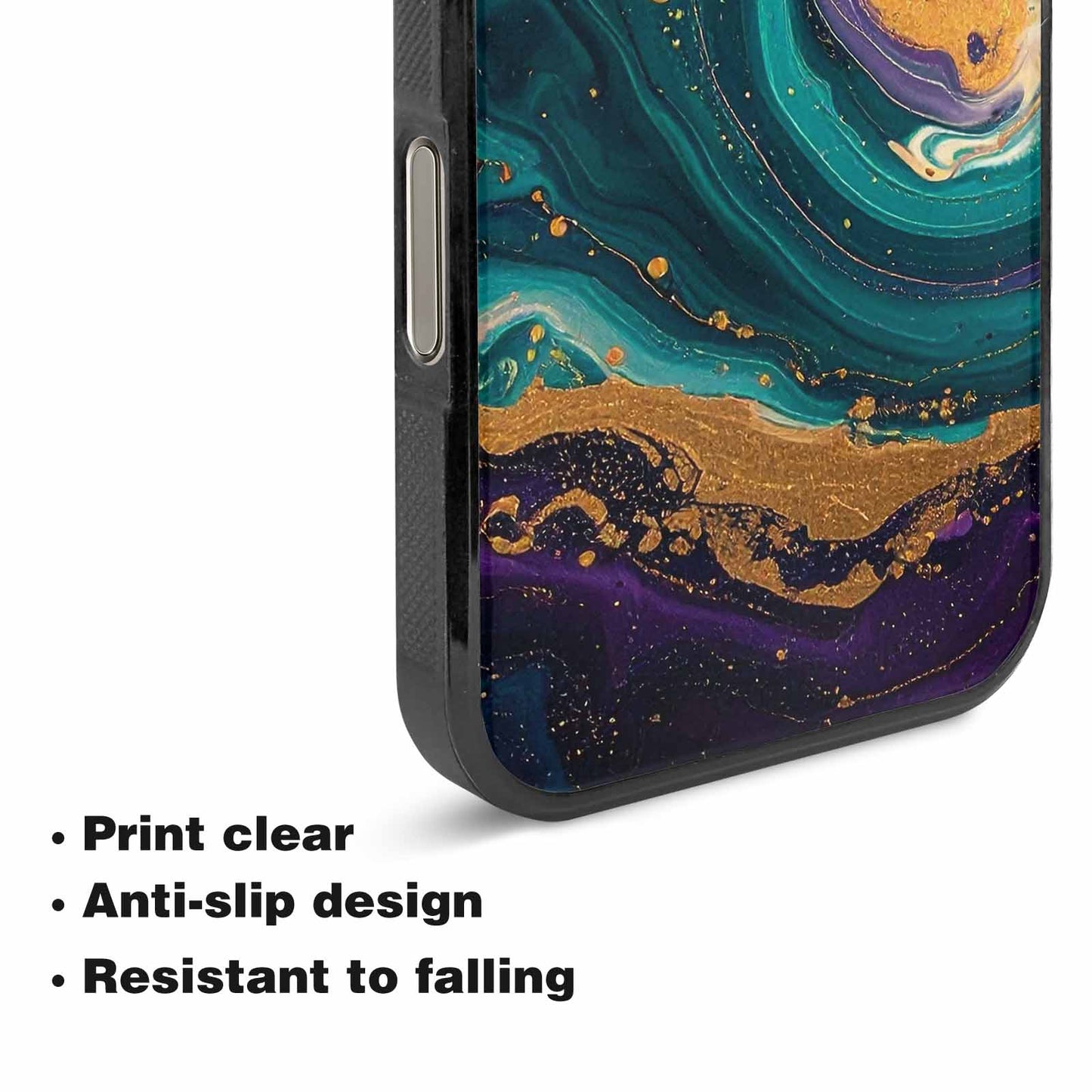 iPhone 16 Pro Max Case — Marbled Swirl Texture Blended With Galaxy, Custom Designed Case Cover