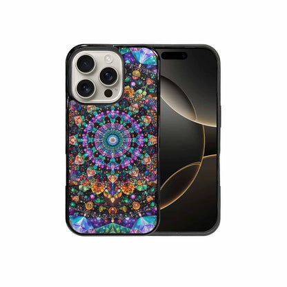 iPhone 16 Pro Case — Crystal Mandala Art Seamless Pattern Vibrant, Custom Printed Phone Case