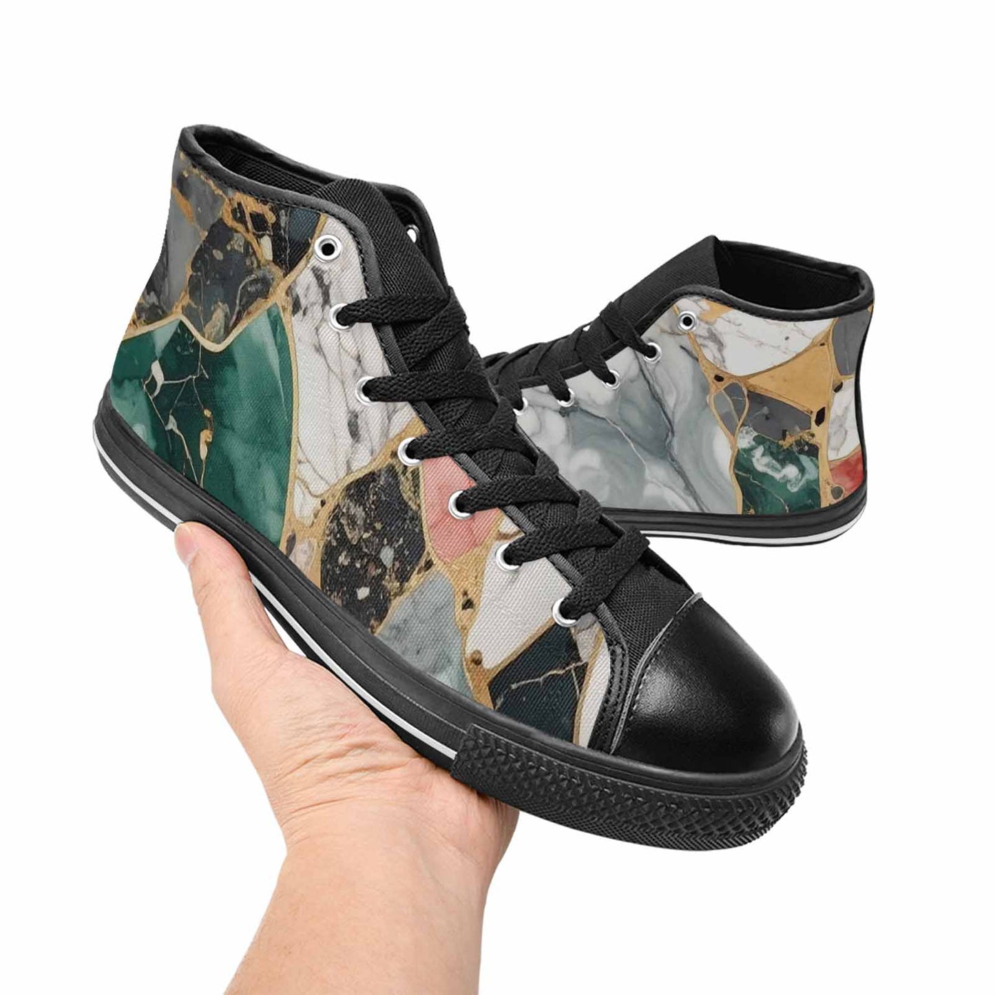 MEN'S Marble Stone Texture High Top Canvas Aesthetic Custom Sneakers