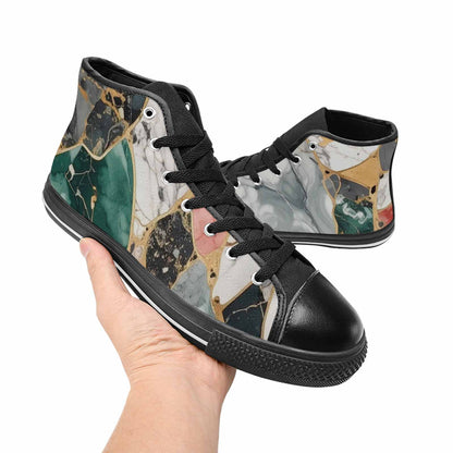 MEN'S Marble Stone Texture High Top Canvas Aesthetic Custom Sneakers