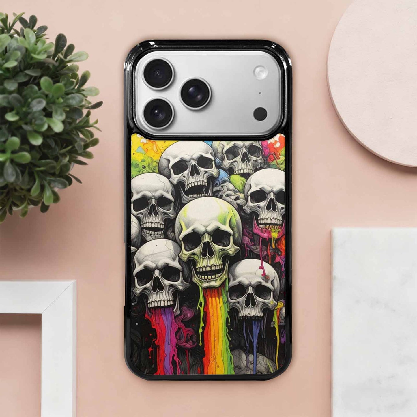 iPhone 17 Pro Max Case — Rainbow From Skull\'s Mouth Gothic Skulls, Custom Print Case Cover
