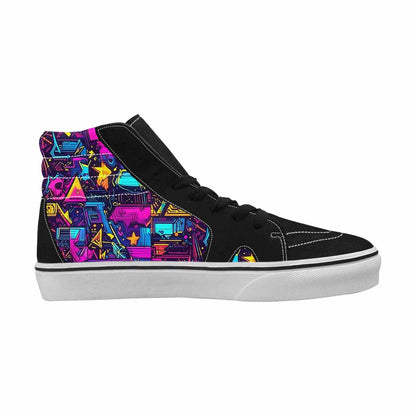 MEN'S 80s Retro Motif High Top Canvas Wallpaper Art Sneakers