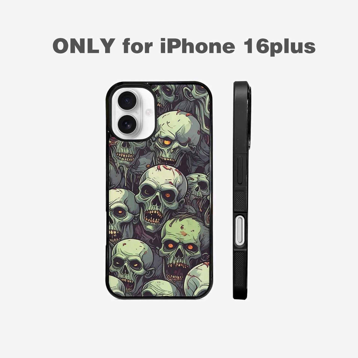 iPhone 16 Plus Case — Zombie Head Pattern Hundreds Of Small, Custom Print Case Cover