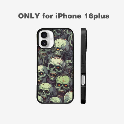 iPhone 16 Plus Case — Zombie Head Pattern Hundreds Of Small, Custom Print Case Cover