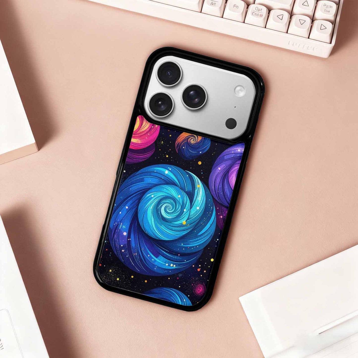 iPhone 17 Pro Case — Rose Galaxy Art Seamless Pattern Galaxy, Custom Art Phone Cover