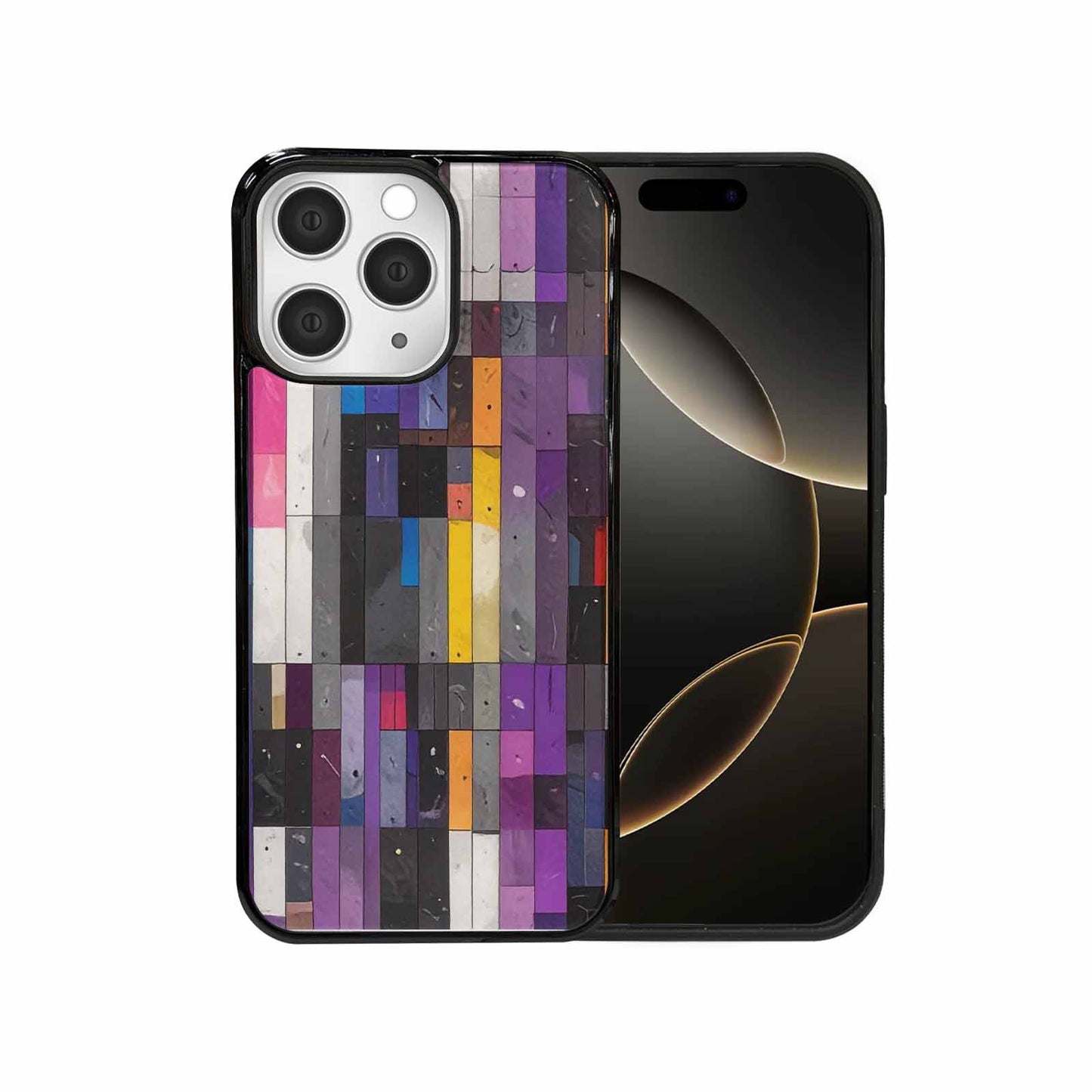 iPhone 15 Pro Max Case — Asexual Flag Color Theme Small Rainbow, Customized Protective Case