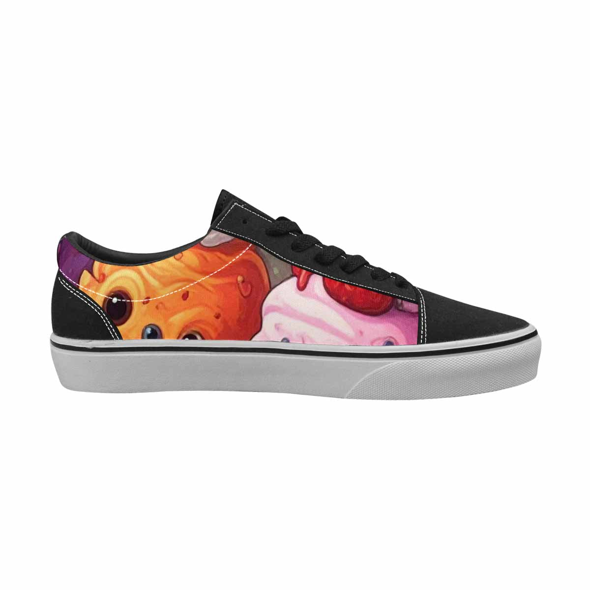 WOMEN'S Melting Icecream Cone Monster Canvas Lace-Up Aesthetic Custom Sneakers