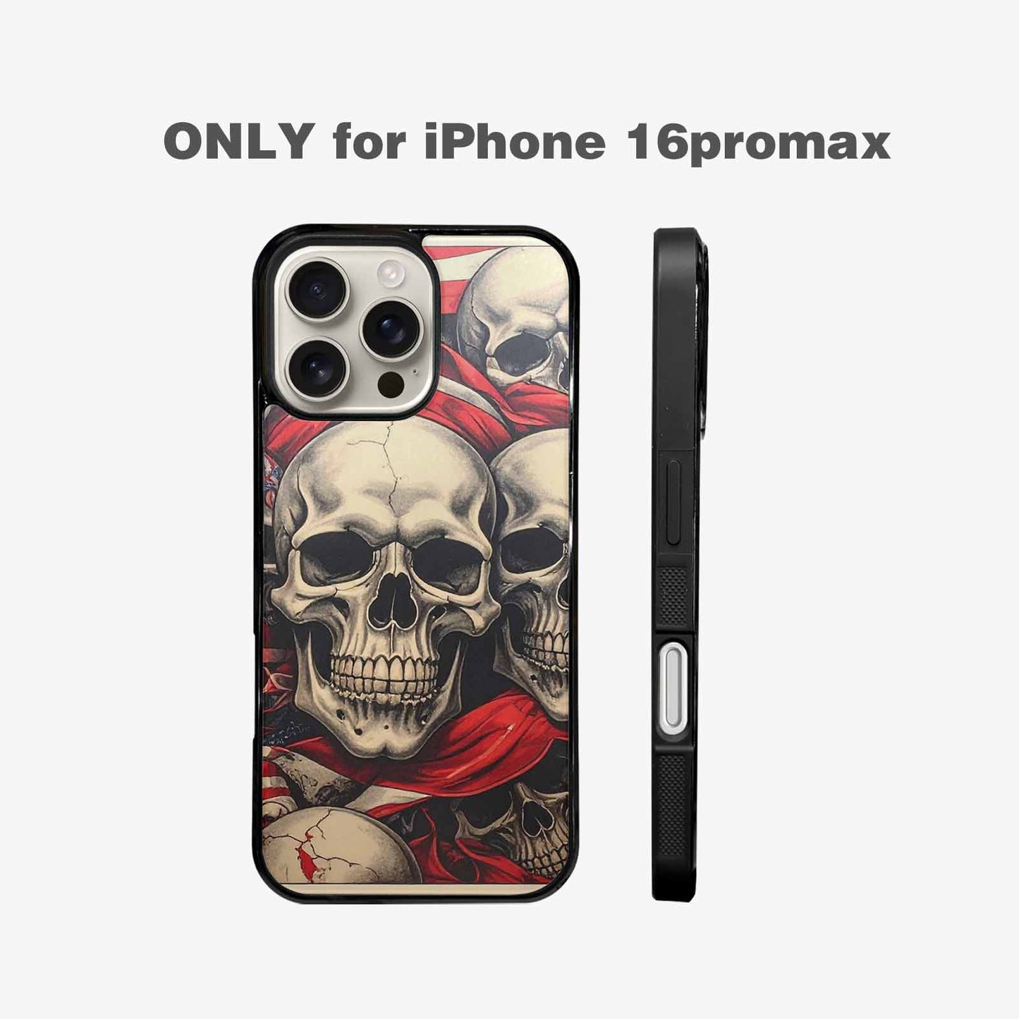 iPhone 16 Pro Max Case — Skull Dark Art Gothic Print, Custom Print Case Cover