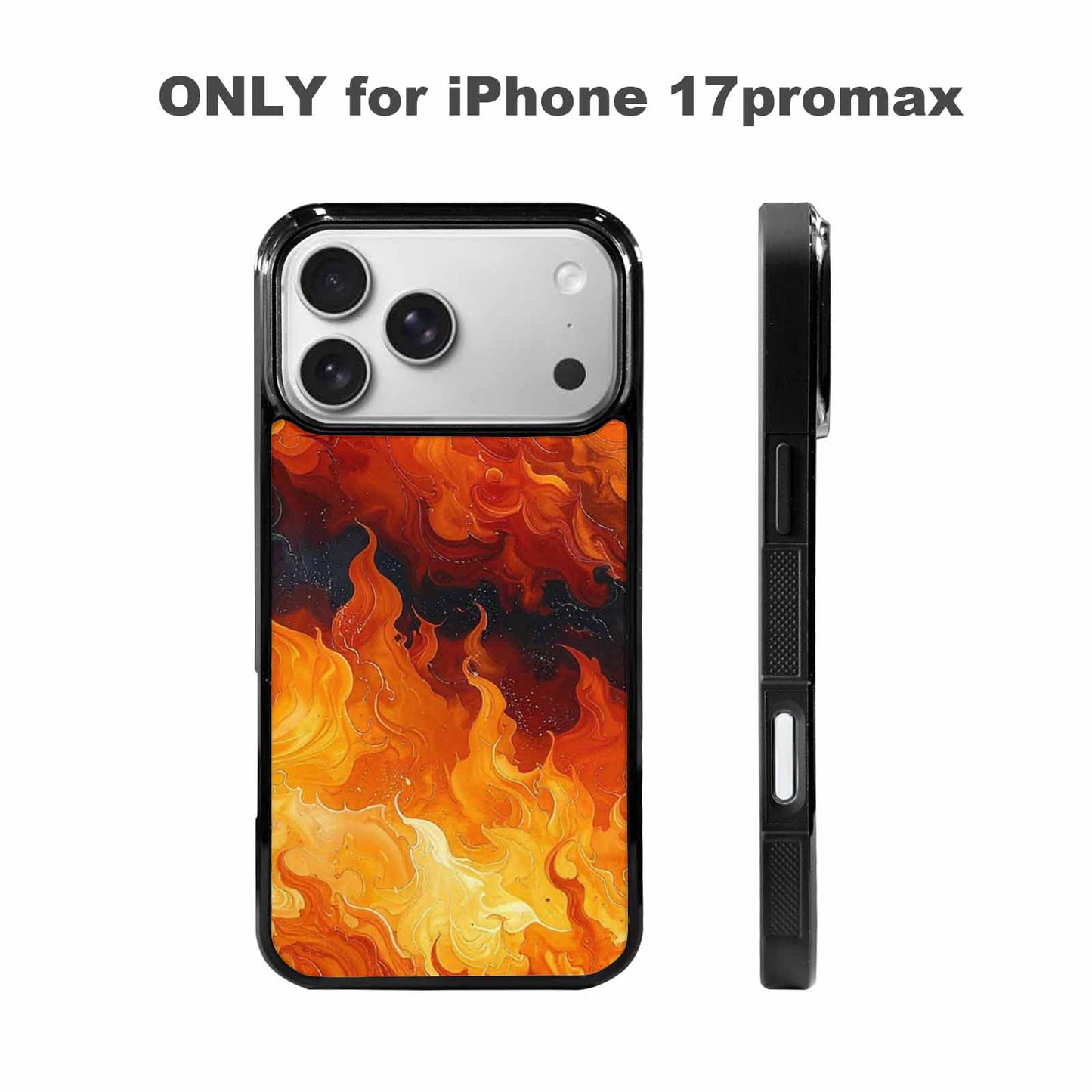iPhone 17 Pro Max Case — Glossy Storm Flame Original Art, Custom Art Phone Cover