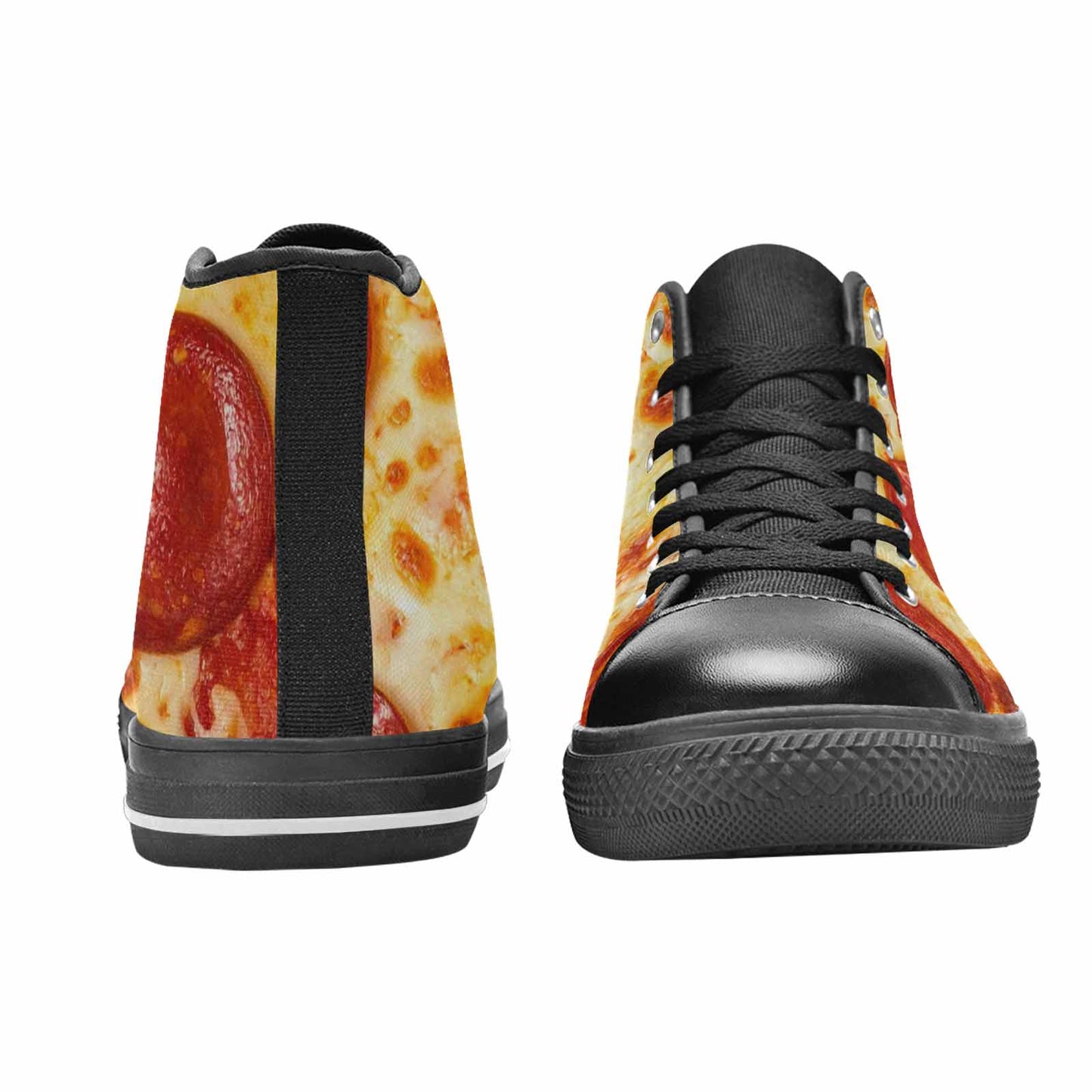 MEN'S Pepperoni Pizza Print High Top Canvas Grunge Sneakers