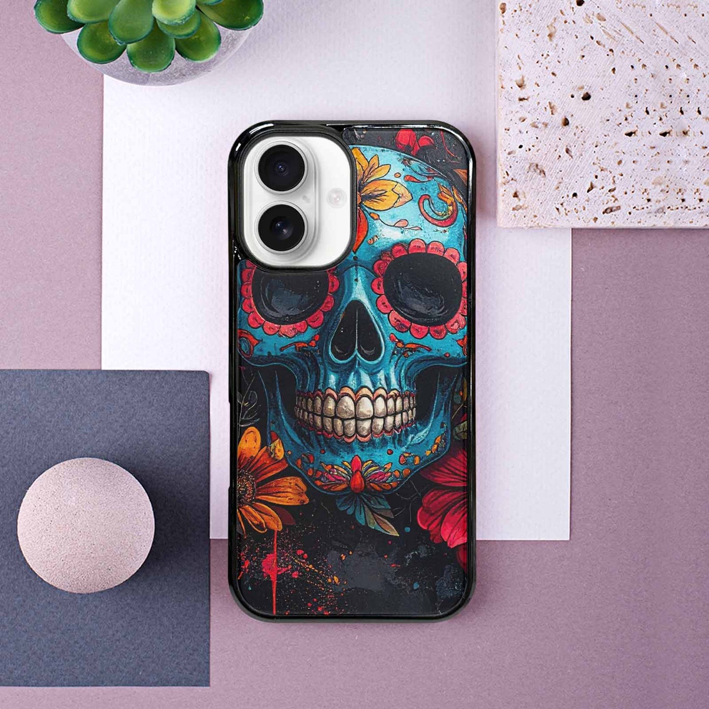iPhone 16 Case — Graffiti Skull Art Seamless Pattern Vibrant, Custom Designed Case Cover