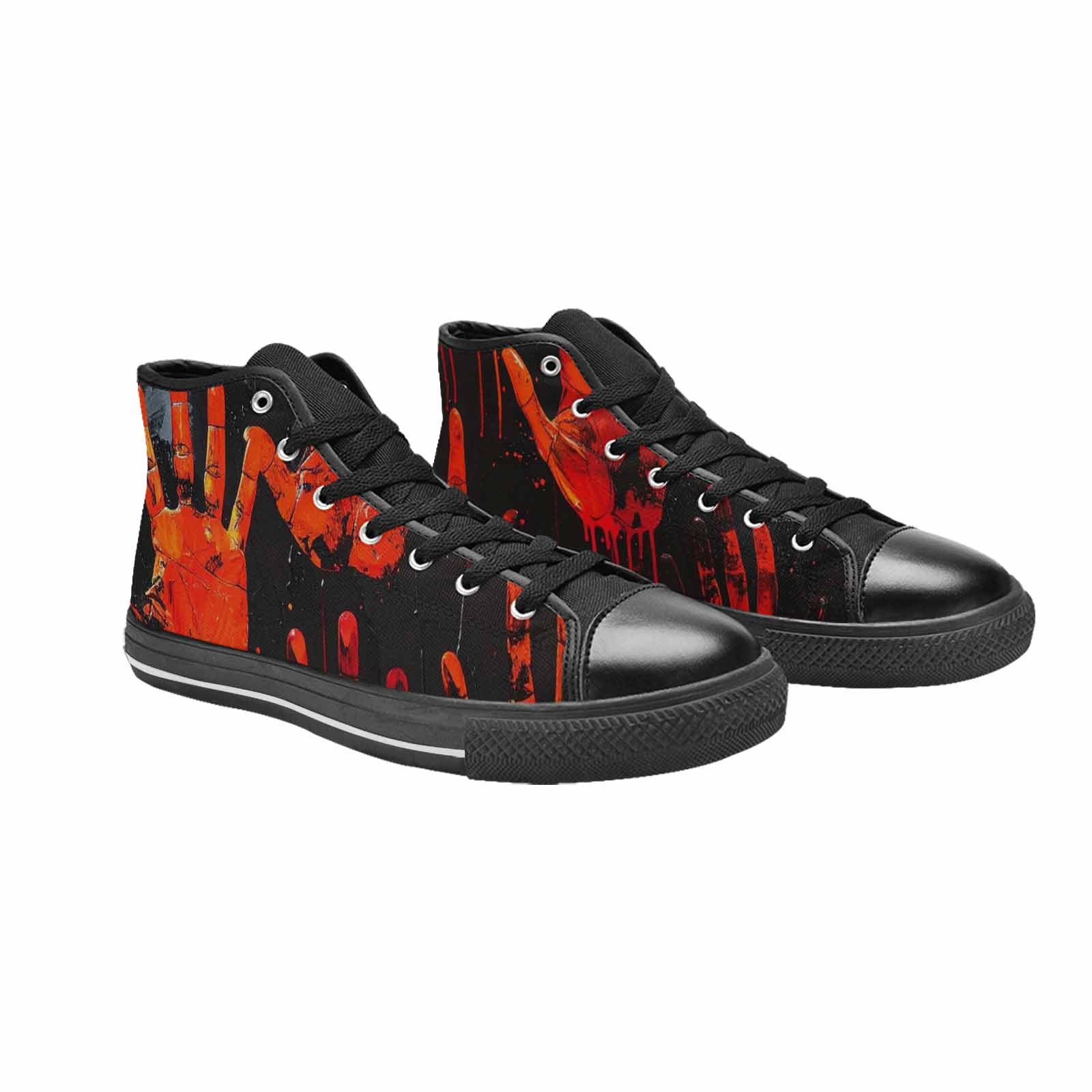 WOMEN'S Halloween Splatter Handprint High Top Canvas Aesthetic Shoes