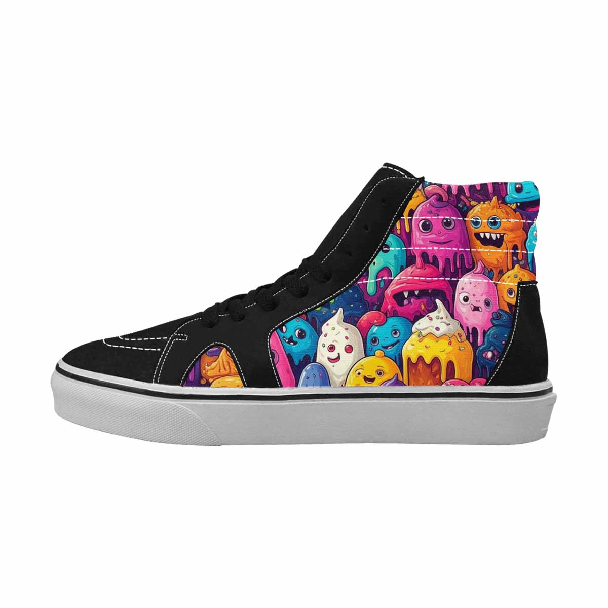 MEN'S Melting Ice Cream Monster High Top Canvas Vibrant Chaos Sneakers
