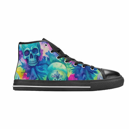 WOMEN'S Tie Dye Skulls Print High Top Canvas Cottagecore Sneakers
