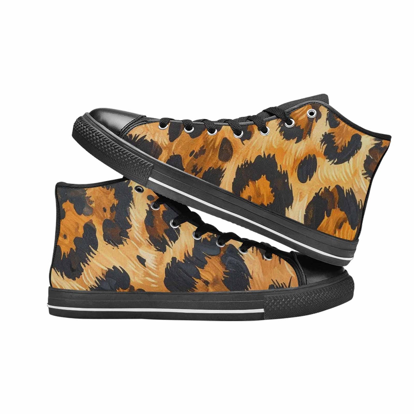 WOMEN'S Leopard Soft Airbrush Gradient High Top Canvas Wallpaper Art Custom Sneakers