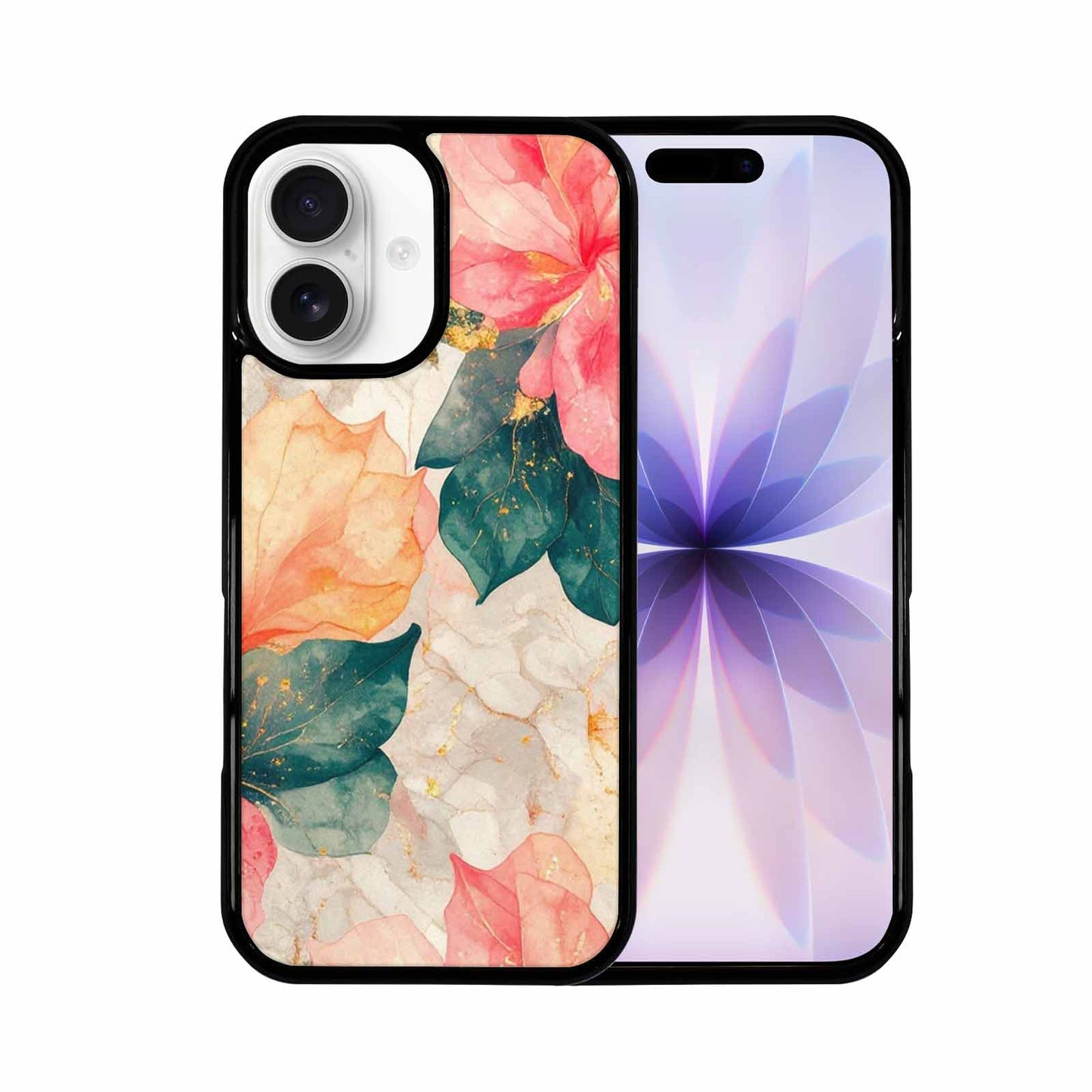 iPhone 17 Case — Marble Floral, Custom Printed Phone Case