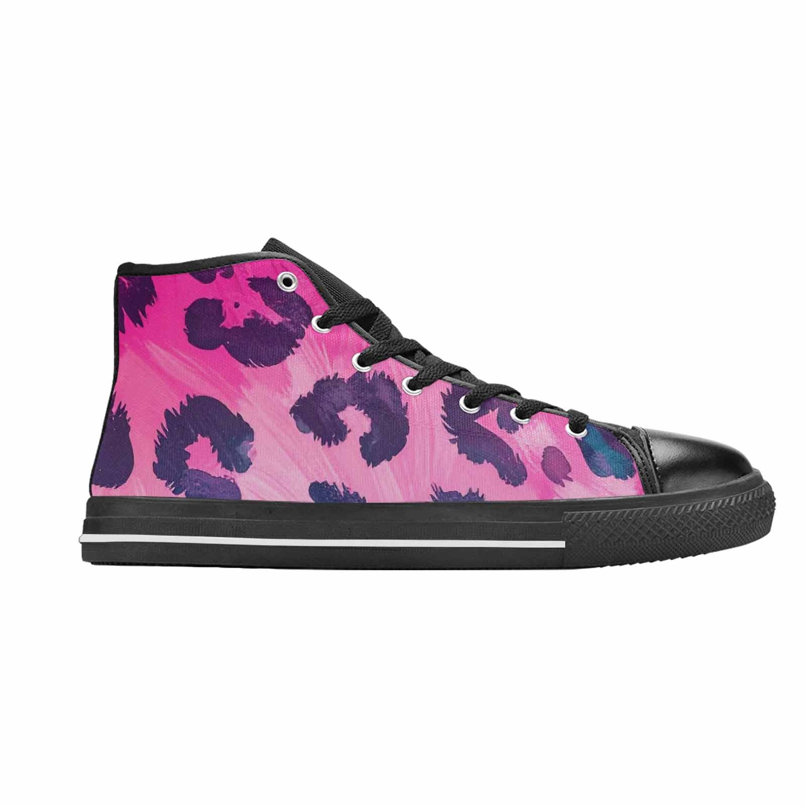 MEN'S Leopard Neon Pink Teal Airbrush High Top Canvas Y2K Shoes