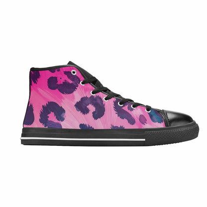 MEN'S Leopard Neon Pink Teal Airbrush High Top Canvas Y2K Shoes