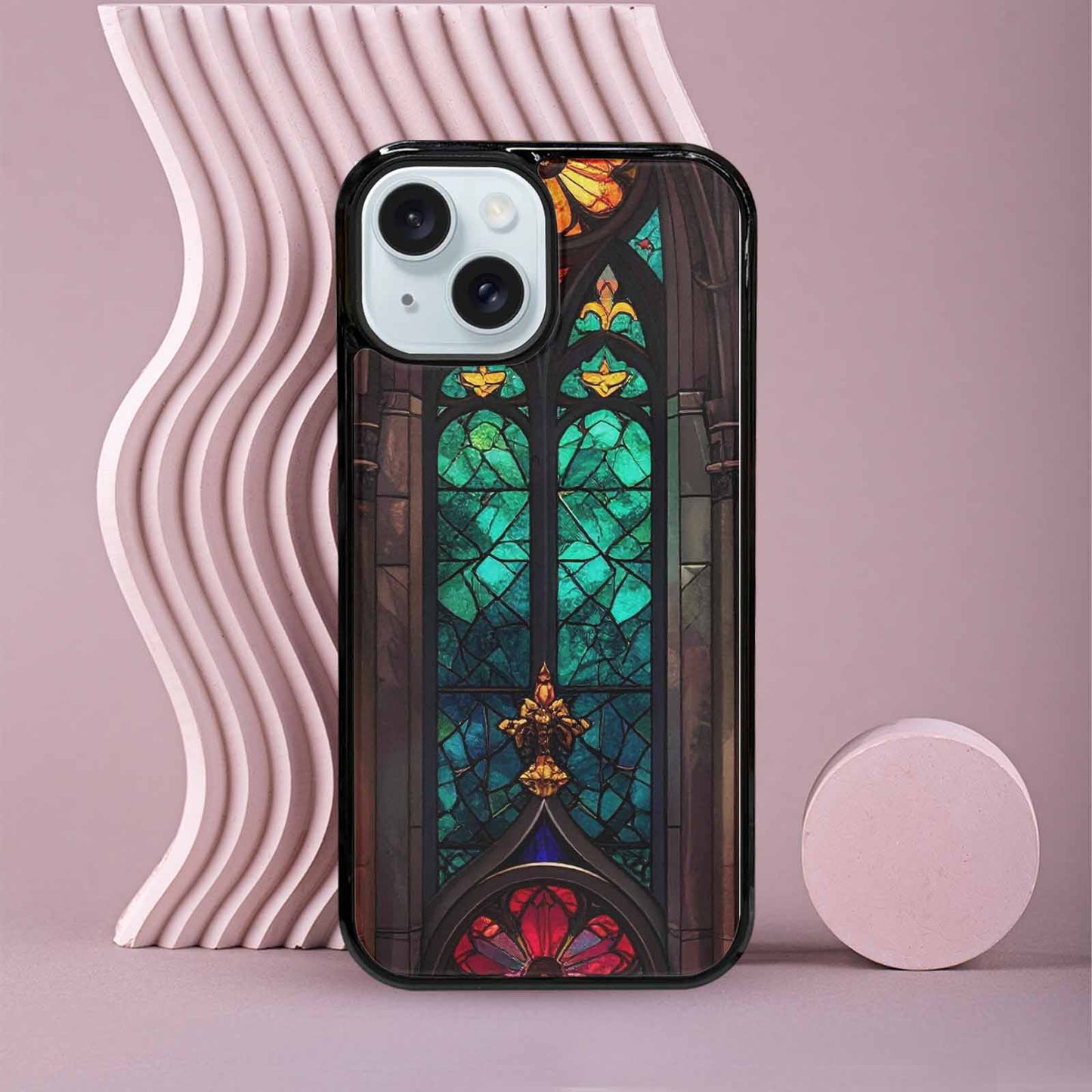 iPhone 15 Case — Stained Glass Cathedral Custom, Unique Phone Case Design