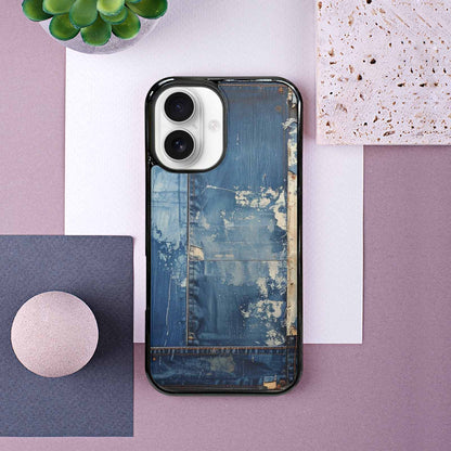 iPhone 16 Case — Denim Distressed Textures Print Edge To, Original Design Phone Case