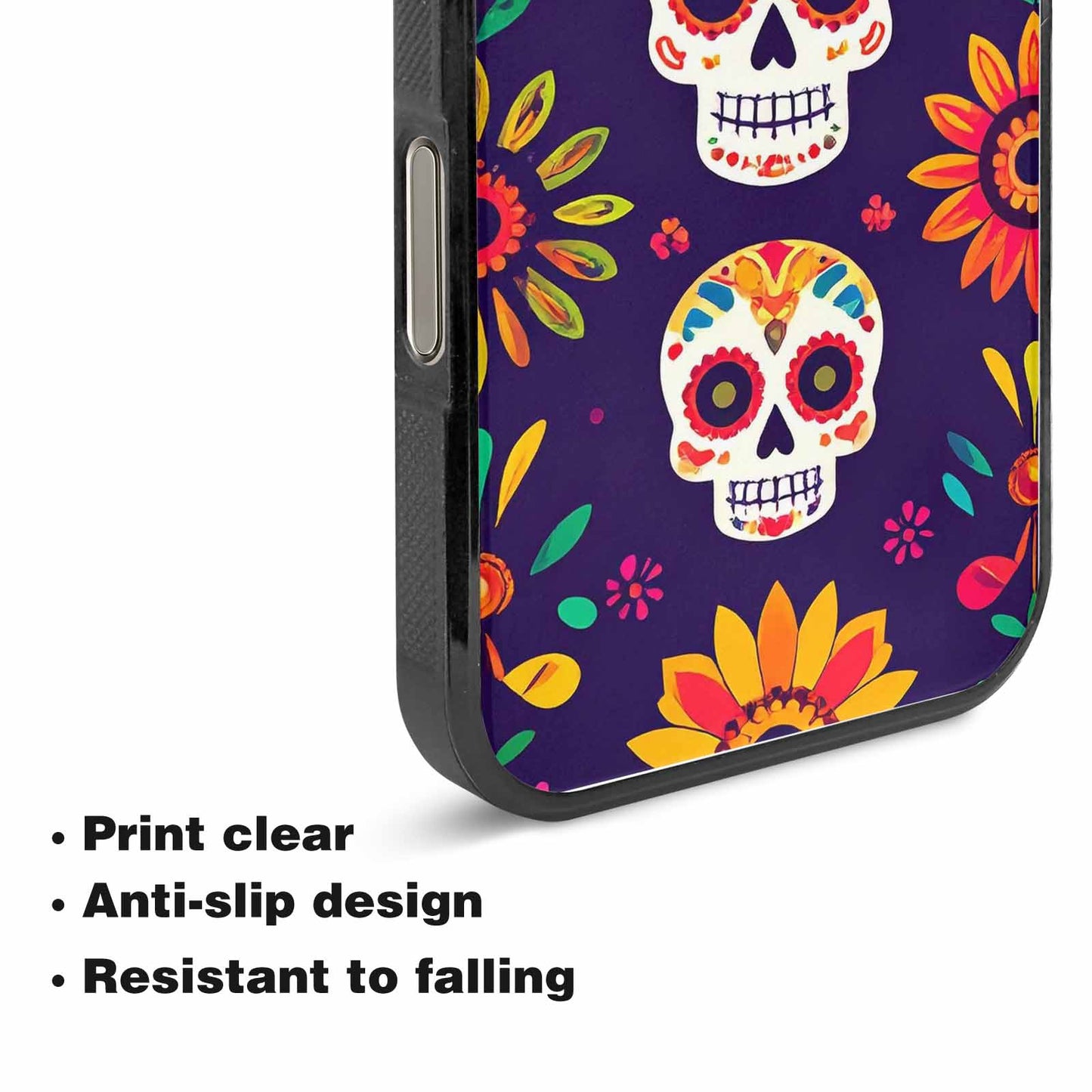 iPhone 15 Pro Max Case — Sunflowers Hundreds Of Skulls Art Seamless, Custom Made Phone Cover