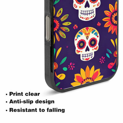 iPhone 15 Pro Max Case — Sunflowers Hundreds Of Skulls Art Seamless, Custom Made Phone Cover