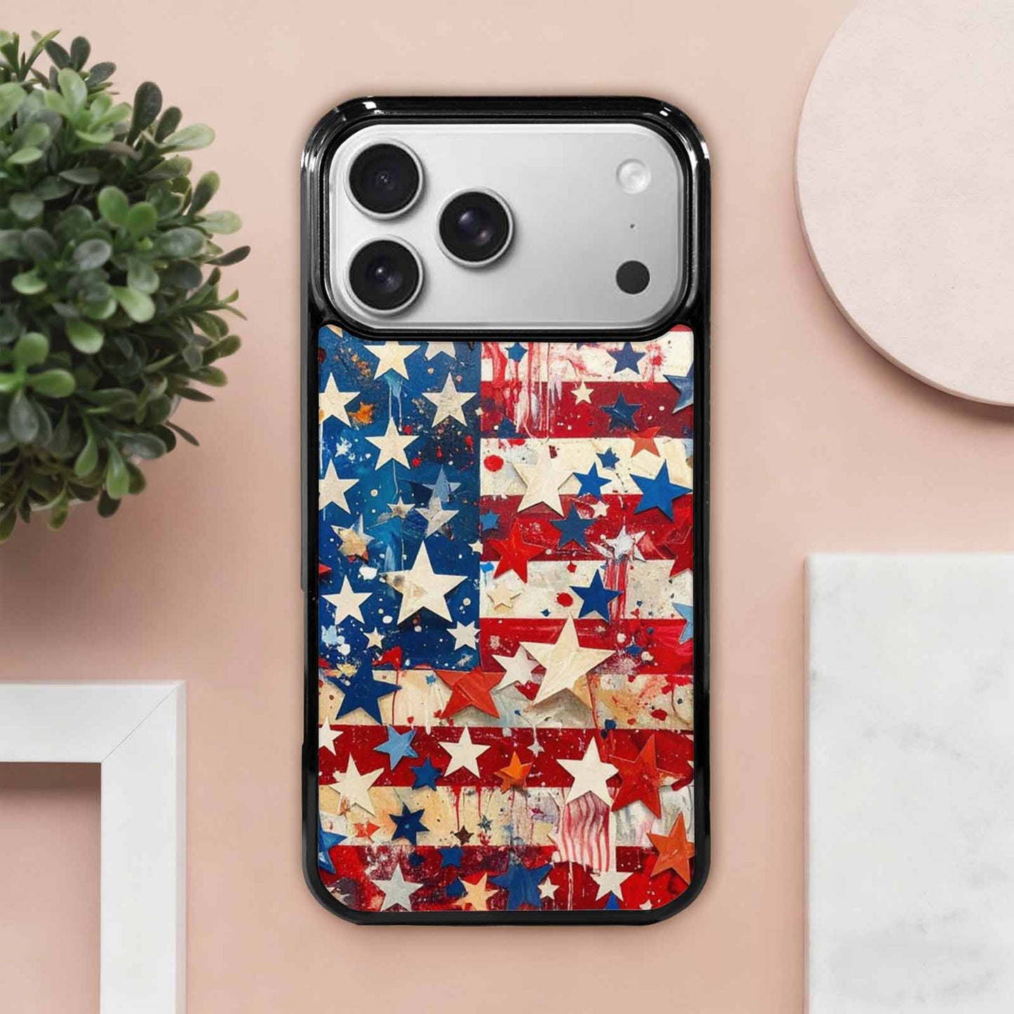 iPhone 17 Pro Max Case — Patriotic Stars And Stripes Galaxy Space, Customized Protective Case