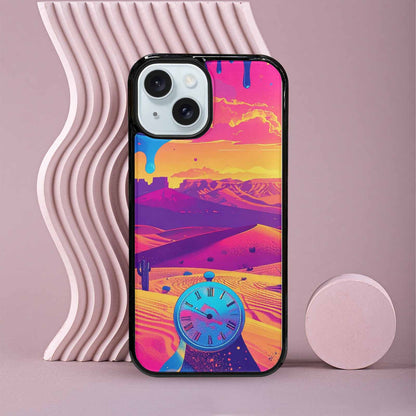 iPhone 15 Case — I Surrealist Dreamscape Pattern Melting Clocks, Customized Protective Case