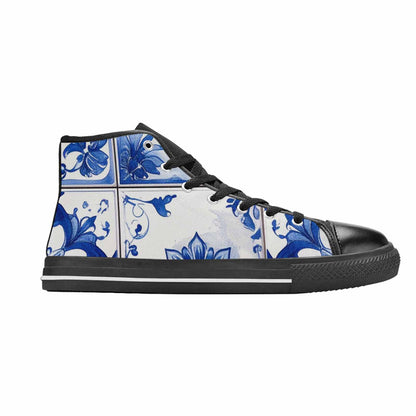 WOMEN'S Talavera Tile Floral High Top Canvas Vibrant Chaos Custom Shoes