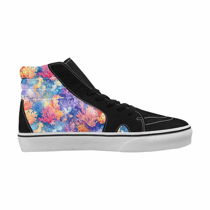 WOMEN'S Fish Scale Coral High Top Canvas Vibrant Chaos Shoes