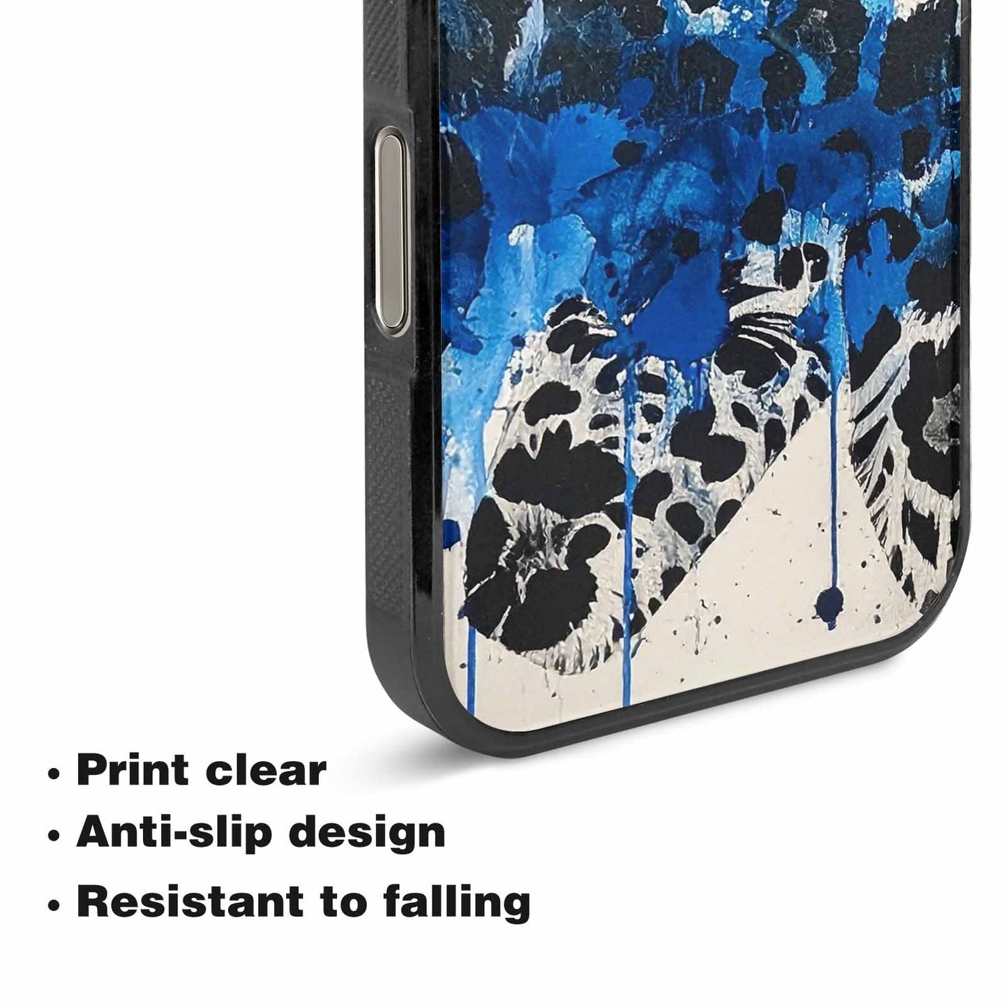 iPhone 16 Pro Case — Animal Print Black Blue Ink Animal, Custom Print Case Cover