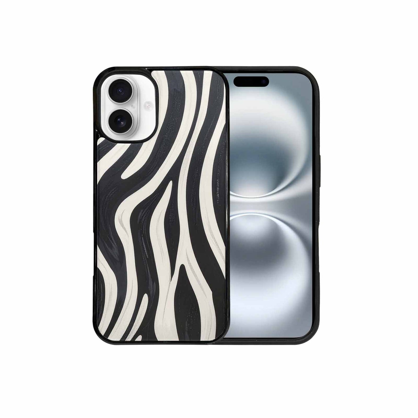 iPhone 16 Plus Case — Modern Zebra Stripe Print Crisp Black, Unique Phone Case Design