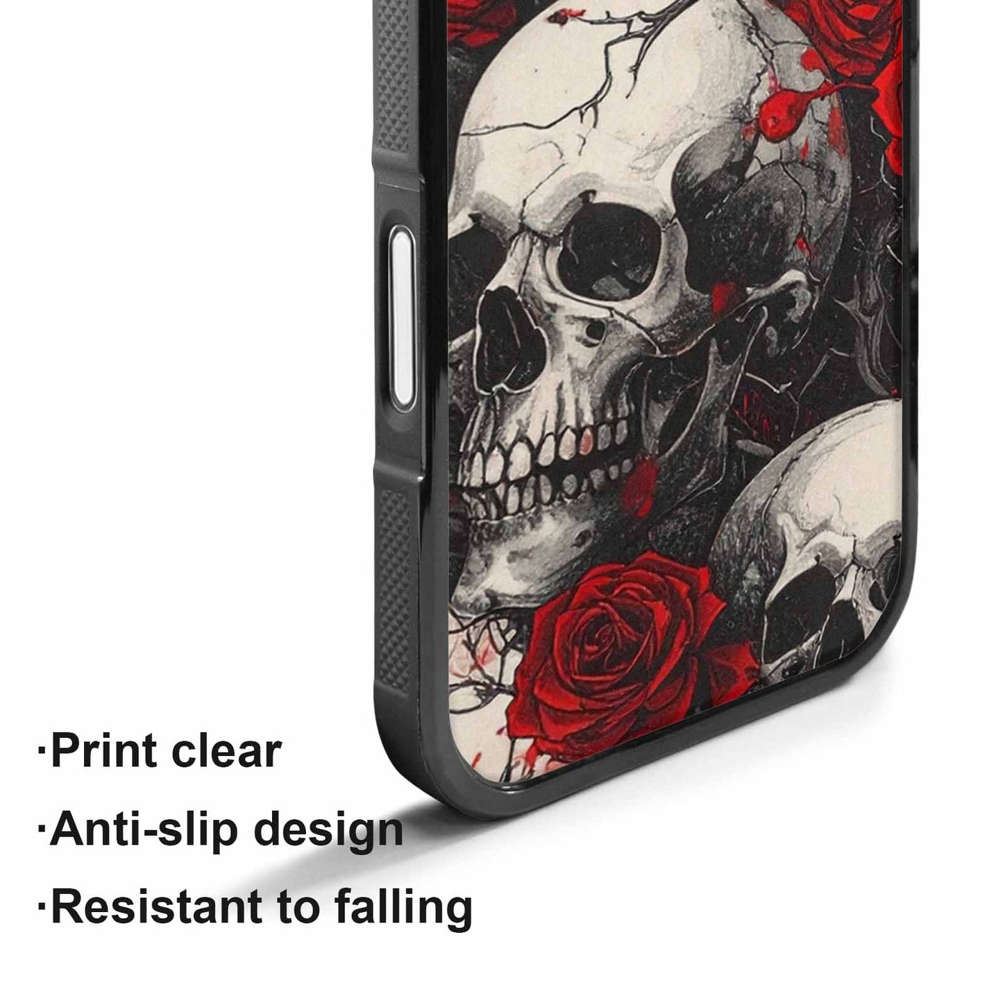 iPhone 17 Case — Skull And Roses Black Gothic Skulls, Custom Art Phone Cover